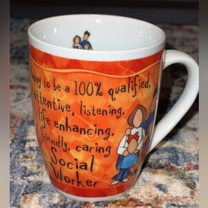 SOCIAL WORKER coffee/tea mug/cup history and heraldry orange porcelain